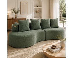 3-zits bank groen - bankstel voor 3 personen - 240 × 63 cm - 3- tot 4-zits - Ademend linnen en hoogdicht schuim