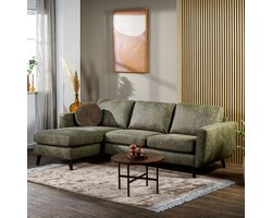 3-Zits Bank Groen - Stof/Textiel - 258x155x83cm - 3-Zits Bank Savannah - Giga Meubel