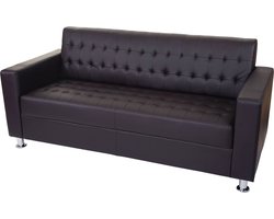 3-zits bank Kunda, bank loungebank, kunstleer, metalen poten 180cm ~ koffie