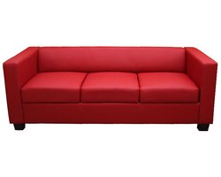 3-zits bank loungebank Lille ~ leer, rood