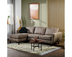 3-Zits Bank Taupe - Stof/Textiel - 258x155x83cm - 3-Zits Bank Savannah - Giga Meubel