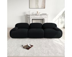 3-zits bank van premium cordstof, modulair combineerbaar, antislip, montagevrij, ergonomische armleuningen en zeer elastische vulling voor woonkamer en slaapkamer, zwart