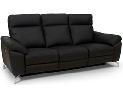 3-Zits Bank Zwart - Metaal/Leer - 222x96x101cm - Selesta