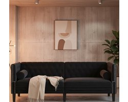 3-zits Chesterfield Bank van Medahomestore - Zwart - Medahomestore – Luxe Fluwelen Designbank - Medahomestore