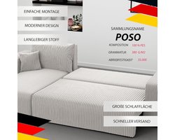 3-zits Hoekbank met Slaapfunctie 145 x 248 cm – L-vormige Bank met Bedkast en Uitschuifbare Slaapfunctie 200 x 125 cm – Comfortabele Bank met T30 Schuim en Veerzetel – Modern Woonkamer Hoekbank