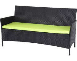3-zits poly-rattan tuinbank Halden, bank ~ antraciet, groene kussens