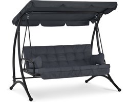 3-zits schommelbank met ligfunctie voor buiten - Weerbestendige tuinschommel met zonnedak