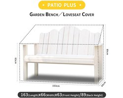 3-zits tuinbank hoes waterdicht groen - 1 stuk - stof - 163x66x63/89cm