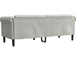 3-Zitsbank – 3-zits sofa – gestoffeerde bank – zitbank – velours bank – lichtgrijs – zacht fluweel – comfortabel zitcomfort