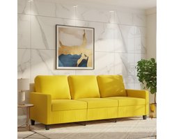 3-Zitsbank Fluweel Geel – Luxe Comfortabele Velvet Sofa met Metalen Frame & Dikke Kussens – Moderne Design Bank voor Woonkamer – Novihome