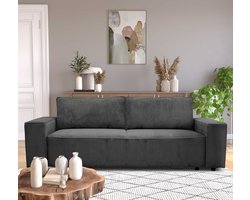 3-zitsbank Josh - 239x86x85cm - Met Opbergruimte - Antraciet Ribfluweel