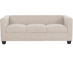 3-zitsbank Lille, loungebank met 3 zitplaatsen, Nosag-vering, stof/textiel chenille (260 g/m²) 190 cm ~ beige