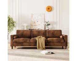 3-zitsbank Moderne bank met verdikte kussens 3 kussens PU-leren bank voor woonkamer/slaapkamer/kantoor