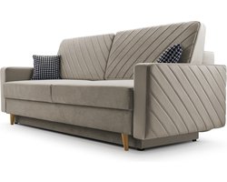 3-zitsbank van Velvet voor woonkamer, slaapbank, sofa met slaapfunctie en opbergruimte, moderne bank - 230x96x97cm - Slaapbank CALIFORNIA - Cappuccino (PAROS 03)
