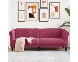 3-zitsbank wijnrood fluweel – Industrialhome luxe loungebank met armleuningen en rugleuning, moderne gestoffeerde bank voor de woonkamer, comfortabel bankontwerp met steunpoten, stijlvolle bankset van fluwelen stof