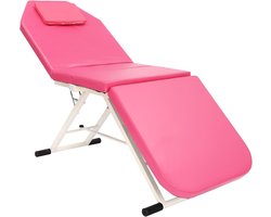 3 zones, inklapbare massagetafel, belastbaar tot 250 kg, massagestoel, inklapbaar, 182 x 60 x 60 cm, in hoogte verstelbaar, massagebed, draagbare massagebank met hoofdsteun (roze)