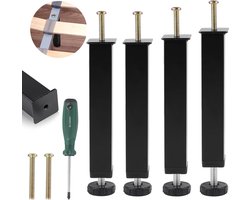 30 cm verstelbare metalen meubelpoten - Set van 4 poten voor bedden, banken en kasten met bevestigingsschroeven