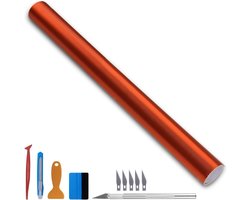 30 cm x 300 cm Oranje geborstelde roestvrijstalen metallic vinylfolie matte chroom auto-wrapfolie stickerfolie stickerfolie folievel voor motor, laptop, meubels