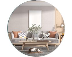 30 cm Zelfklevende Glazen Spiegel HD Ronde Zelfklevende Spiegel Grote Frameloze Glazen Spiegel Tafelspiegel Sticker Spiegel Tegels Knutselspiegel Cirkel Wand Zelfklevende Spiegel voor Thuis Middelpunten