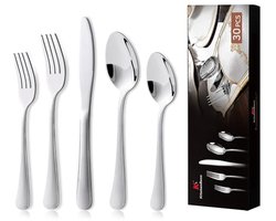 30-delig bestek voor 6 personen - Roestvrijstalen diner bestek, vaatwasmachinebestendig