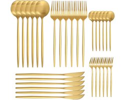 30-delige bestekset voor 6 personen - Roestvrij staal met gouden afwerking