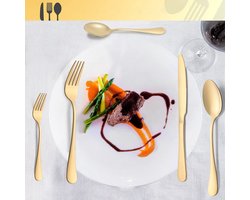 30-delige bestekset - Westerse serviesset - Servies - Roestvrij staal - Vaatwasmachinebestendig - Hoogwaardig roestvrij staal - Geschikt voor familiediners, etentjes en feesten - Geschikt voor 6 personen - Goud