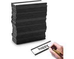 30-delige magnetische etiketten, afneembaar, magnetische gegevenskaarthouders met doorzichtige bescherming, folies voor metalen rek, koelkasten en whiteboard (25 mm x 75 mm)