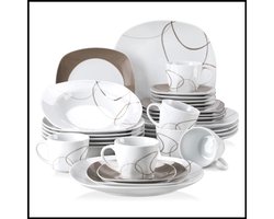 30-delige porseleinen servies set – stijlvol en duurzaam voor dagelijks gebruik
