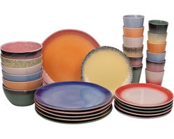 30 delige serviesset - 6 personen - meerkleurig - aardewerk - Fire style - Kade 171 - hip en trendy