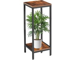 30 inch hoge plantenstandaard binnen, 2 niveaus houten hoek plantenstandaard, moderne vierkante plantenplank bloempot houder voor woonkamer terras balkon tuin, rustiek bruin