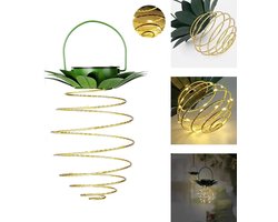 30 LED Solar Ananas Kroonluchters – Warm Licht – Ijzer & Koperdraad – Buiten Decoratie – Voor Tuin en Landschapsverlichting