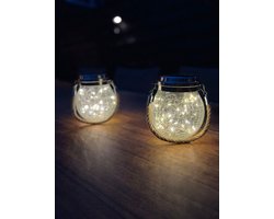 30 Led - Solar lamp - Sfeerverlichting - Hanglamp - Tuinverlichting - Dag en nacht sensor - Glas - Warm wit - decoratie - voor buiten