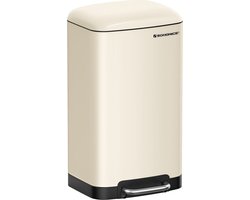 30 liter prullenbak met pedaal - Soft Close - Afvalbak - Prullenbak - Hygiënisch - Compact ontwerp - Stalen constructie - 34 cm x 25 cm x 61,5 cm