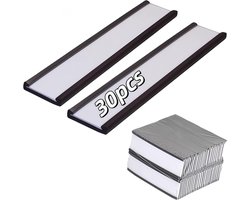 30 Magnetische Labelhouders met Transparante Beschermfolie voor Metalen Rekken - Ideaal voor Organisatie, Labeling en Kantoorgebruik (7.5 x 2.5 cm)