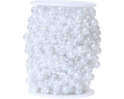 30 meter vislijn kunstmatige parel kralen string ketting slinger, slinger kraal lint, voor bruiloft DIY Craft Party Tafel decoratie (wit)