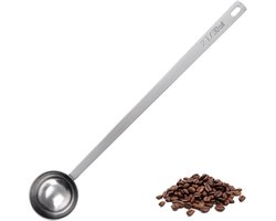 30 ml koffie schep - 18/8 roestvrijstalen maatlepel met 21.5 cm extra lange handgreep voor gemalen koffie - bonen - poeder - espresso - ideaal voor hoge jerrycan - pot - blikken (zilver)