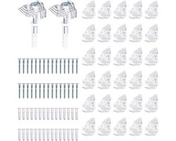 30 Sets Mirror Holder Clips Kit, Clear Mirror Clips for Wall Mounted Hardware Frameless Mirror Hanging Set Plastic Glass Holder Hanger Brackets for Wall Cabinet Door