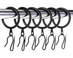 30 stuks Gordijnringen - Metalen gordijnringen - Stevige metalen gordijnringen - Gordijnaccessoires - Geschikt voor douchegordijnen, raamgordijnen, gordijnroedes - Binnendiameter 32 mm - De gordijnringen zijn 4 mm dik - Zwart