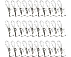 30 stuks - Handdoekklemmen - Badhanddoekklemmen - Strandhanddoekklemmen - Ringhaakklemmen - voor pannenlappen en theedoeken - Wit