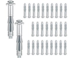 30 stuks holle wandpluggen, M8*65mm gegalvaniseerde holle wandpluggen, holle metalen pluggen, spreidpluggen met schroef, zelfborende gipskartonpluggen holle wandpluggen, voor bevestigingen in
