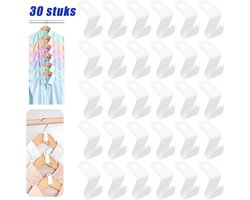 30 stuks kledinghanger connector haakjes - Hanger Connector Hook - Clothes Hanger Connector Hooks - Garderobekast Ruimtebesparend -Ruimtebesparende kledinghanger - ophang organizer voor kledingkasten geschikt voor studentenkamers en thuisgebruik