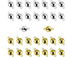 30 Stuks Magnetische Sluitingen en Verlengketting van Roestvrij Staal - Geschikt voor Doe-Het-Zelf Armband Verlenging (Goud/Zilver)