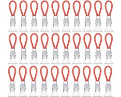 30 Stuks Metalen Handdoekklemmen Set - Rode Clips voor Handdoeken en Theedoeken - Keuken, Badkamer, Kasten, Strandhanddoeken - Rood