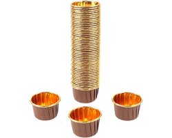 30 Stuks Muffin Cupcake Bakvormen – Luxe Papieren Bak Vormpjes – Bruin / Goud
