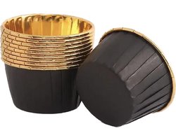 30 Stuks Muffin Cupcake Bakvormen – Luxe Papieren Bak Vormpjes – Zwart / Goud