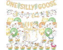 30 stuks Stupid Goose 1 jaar themafeestset, babybad, dierenthema, landbouw dierendecoratie, kinderverjaardagsfeest - ShopVlot