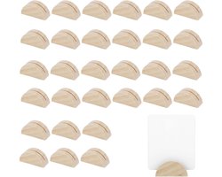 30 Stuks Tafelnummerhouders van Hout, Halfronde Kaarthouders voor Menu's, Foto's en Naamkaarten voor Bruiloften en Feestjes