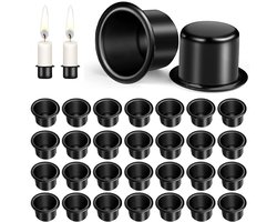 30 stuks Theelichthouder - Kaarshouder - Kaarsen plank - kaarsenhouder - kaarsenstandaard - staafkaarsenhouder - Kerststukjes maken of kaarsen onderdelen - voor boomkaarsen, verjaardagskaarsen, tafelkaarsen en theelichtjes - zwart