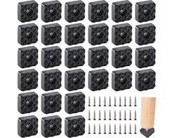 30 Stuks Vierkante Rubberen Doppen voor Meubels - Schroefbare Voetjes voor Banken, Stoelen en Tafels