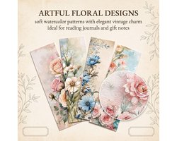 30 stuks vintage bladwijzers met bloemenmotief, 15 x 4 cm, elegante bladwijzers van papier voor boeken, studenten en - ShopVlot